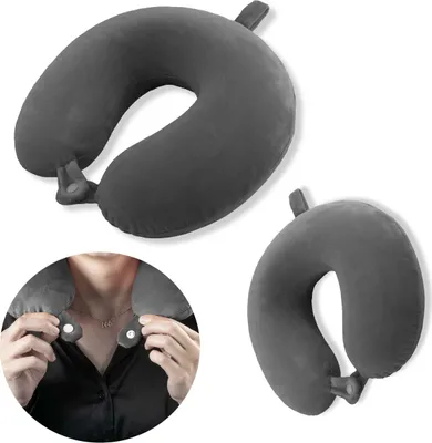 Produktbild von WINLIFE® Memory Foam Nackenkissen – ergonomisches Schlafkissen, stützend & kompakt, ideal für Reisen, Auto & Flugzeug,  Anthrazit