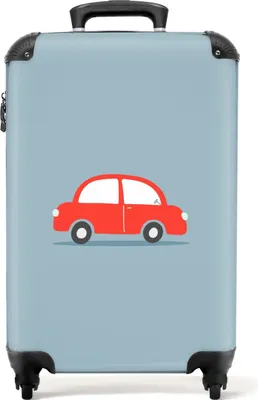 Produktbild von NoBoringSuitcases.com® Koffer Handgepäck Trolley Rollkoffer Kleine Reisekoffer mit 4 Rollen - Auto - Fahrzeuge - Rot - Design - Kinder - Cabin Size < 55x40x23 cm & 55x40x20 cm - Fotokoffer - Kabinenkoffer - BoardgepäckHandgepäck Koffer 55x35x20 cm, 36L,