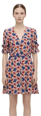 Productafbeelding van Zomerjurk Vila Dannia, model met wijde rok, blauw, met bloemenprint, maat S