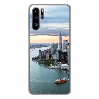 Produktbild von MuchoWow® Handyhülle Schutzhülle Hülle für Huawei P30 Pro Luftaufnahme von New York Silikon Softcase Handy Hülle - Schutzdeckel