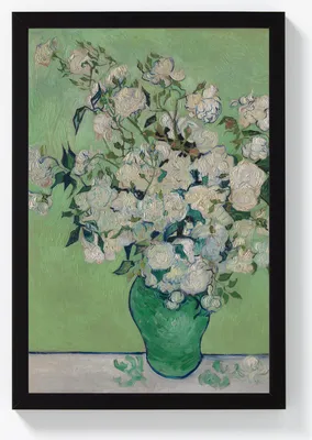 Produktbild von Kunstdruck „Rosen“ von Vincent van Gogh – 40 x 60 cm – Holzrahmen schwarz