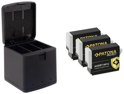Obrázek produktu pro PATONA nabíječka pro digitální kameru Triple GoPro Hero 9/Hero 10/Hero 11/Hero 12/ 3x baterie 1730mAh Enduro