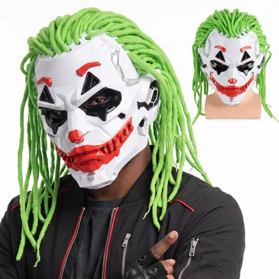 Produktbild von Juksun Halloween Maske,Gruselmaske , Halloween Fasching Karneval, mit grüner Dreadlock-Perücke für Karneval, Fasching, Halloween Party