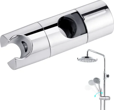 Produktbild von Handbrause Halterung, Runde Brausehalter Duschhalterung, 360° Drehbar Brausehalter für Slide Bar 18-25 mm Außen Durchmesser