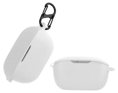 Produktbild von kwmobile Schutzhülle für JBL WAVE BUDS Hülle - TPU Silikon Case für Kopfhörer Ladecase - stoßfestes Cover mit Karabiner - Weiß