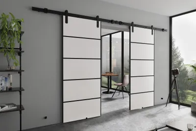 Obrázek produktu pro KIER FURNITURE AURA DUO PLUS – kompletní sada posuvných dveří – 212x205x1,6 cm - bílá
