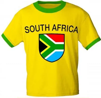 Produktbild von T-Shirt mit Print - Wappen Flagge Fahne South Africa - Südafrika - 76437 gelb Gr. S-XXL Größe - L