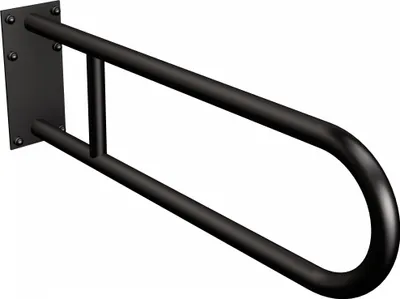 Produktbild von Stützgriff, barrierefrei, schwarz, U-Griff, Sicherheitsgriff, Haltegriff, gerade, 60 cm, halb-oval, stabil