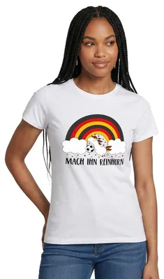 Produktbild von Spreadshirt Deutschland Mach Ihn Reinhorn Lustiger Spruch Fußball Frauen T-Shirt, M, Weiß