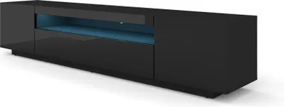 Produktbild von LOWBOARD 200 cm TV Schrank, Unterschrank mit LED, HiFi-Tisch, Schwarz LED Beleuchtung