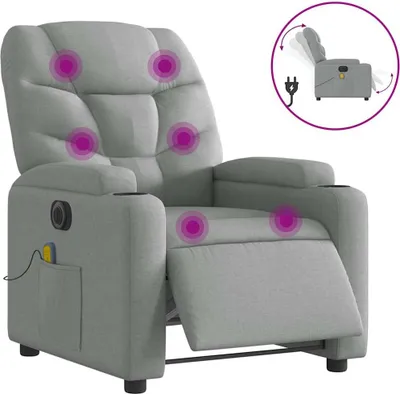 Produktbild von vidaXL Massagesessel Elektrisch Hellgrau Stoff