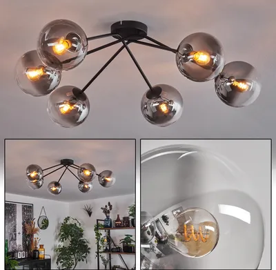 Produktbild von Fossobiubo Deckenlampe aus Metall/Glas in Schwarz/Rauchfarben/Klar