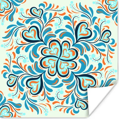 Produktbild von MuchoWow® Poster Vierblättriges Kleeblatt - Herzen - Blau - Muster 50x50 cm - Wohnzimmerdekoration