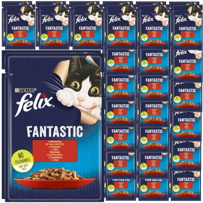 Zdjęcie produktu dla Felix Fantastic Karma Dla Kotów Wołowina W Galaretce Saszetka 48x85g
