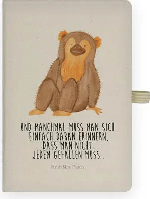 Produktbild von Mr. & Mrs. Panda notizbuch a4 Affe - Transparent - Geschenk, Selbstliebe, Liebe, Affen, Journal, Kladde, Motivation, Tagebuch, DIN, Adressbuch, Selfcare, Wildtiere