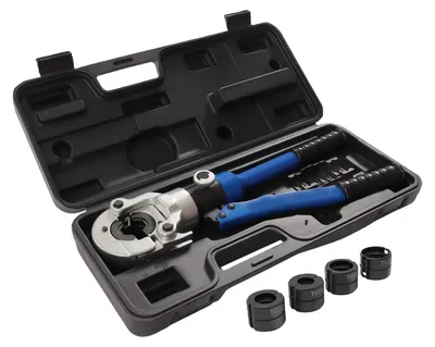 Produktbild von Hydraulische Kupferrohrpresszange - Crimpwerkzeug Set - TH16 TH20 TH26 TH32 Einsätze - Für 16–32 mm Rohre - Gehärteter Stahl - Schwarz