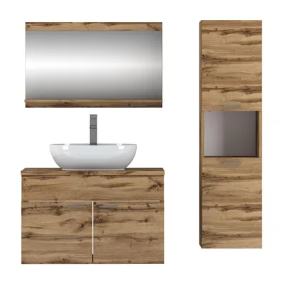 Produktbild von Badezimmerschrank LUMIRE LOFT, Spiegel, Waschbecken, Batterie, Hochschrank