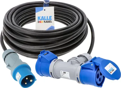 Produktbild von Kalle Verlängerungskabel CEE 230V 16A 2,5mm² 2-Fach Kupplung IP44 10 Meter