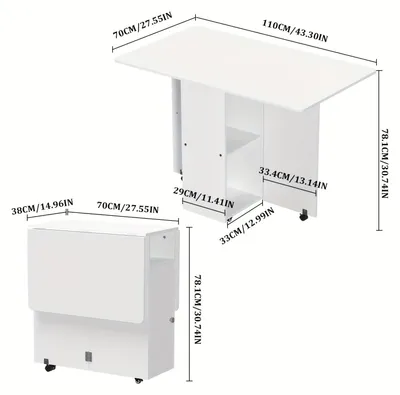 Immagine prodotto di Tavolo pieghevole da pranzo - Tavolo allungabile - Tavolo pieghevole - Tavolo da cucina allungabile - Tavolo da pranzo mobile