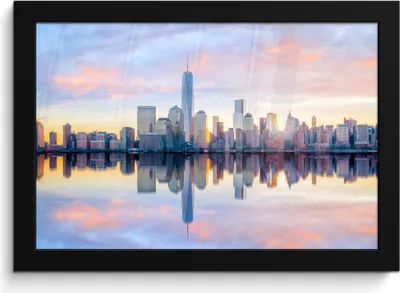 Produktbild von MuchoWow® MuchoWow® Gerahmtes Poster New York - Wasser - Skyline 30x20 cm - Poster mit zchwarzem Bilderrahmen - Kunstdruck - Bild-Poster