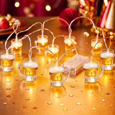 LED-Lichterkette Bierkrüge 1,5 m, 10 LEDs, warmweiß