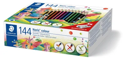 Produktbild von Staedtler Noris colour 185, Schwarz, Blau, Braun, Grün, Hellblau, Hellgrün, Magenta, Malve, Orange, Pfirsich, Rot, Gelb, 144 Stück(e)