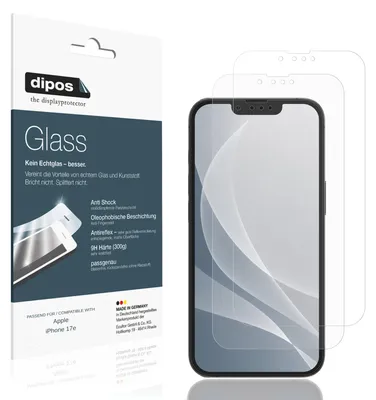 Produktbild von 2x Schutzfolie für Apple iPhone 17e matt - Anti-Shock 9H Folie dipos Glass Kunststoffglas