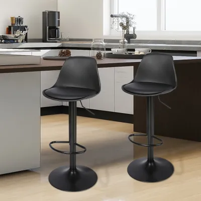 Produktbild von 2er Set Barhocker,Gepolsterte Küchenstühle,Barstühle mit PP Lehne ,Drehbar Küchenstühle Bar Stool,Sitzhöhe 55-75cm für Esszimmer, Küche und Theke