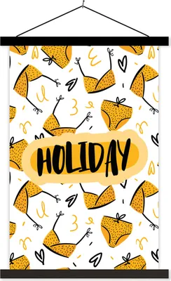 Produktbild von MuchoWow® Textilposter Sommer - Schwarz - Bikini 120x180 cm mit schwarzem Rahmen - Fotos
