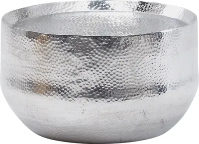 Produktbild von Couchtisch Aluminium Silber 60x60x35 cm Wohnzimmertisch Hammerschlag | Designer Sofatisch Rund Alu Orientalisch | Runder Kaffeetisch Metall Klein