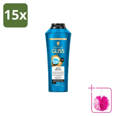 Produktbild von 15 x Gliss-Kur Aqua Revive Shampoo – Erfrischend und feuchtigkeitsspendend – 400 ml - Sparpackung - 15 Stücke