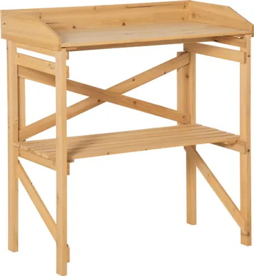 Produktbild von Outsunny Pflanztisch mit Ablagefläche Gärtnertisch Garten Holz Hellbraun
