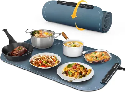 Produktbild von Speisewärmmatte Elektrisches Warmhaltetablett für Buffets Party Rollbare Silikon-Heizmatte mit 3 Temperaturstufen und automatischer Abschaltung Vielseitiger Speisenwärmer Auftautablett für den täglichen Gebrauch