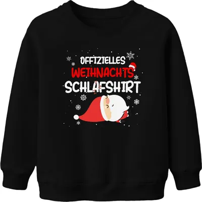 Produktbild von Offizielles Weihnachts-Schlafshirt Weihnachtsmann Santa - Weihnachten Xmas Christmas Uni Kinder Pullover, Schwarz, 152