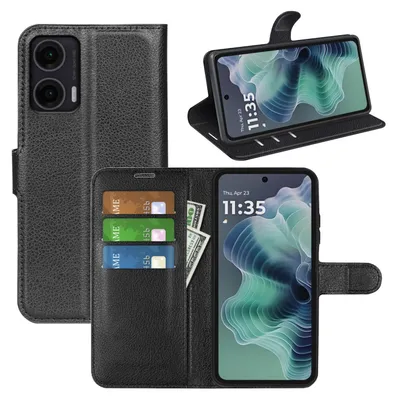 Immagine prodotto di Per Motorola Moto G35 5G Pelle finta libro portafoglio Smart Mobile Phone Cover nero