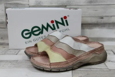 Produktbild von Gemini bequeme Damen Pantolette beige-rosa-pastellfarben gestreift 37