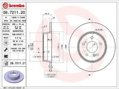 Immagine prodotto di 2x BREMBO 08.7211.21 Disco freno asse posteriore