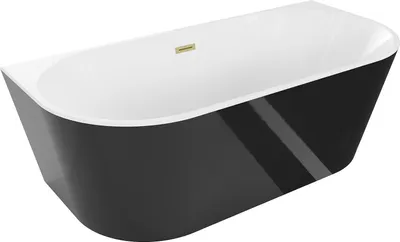 Zdjęcie produktu dla Mexen Oval wanna wolnostojąca przyścienna 140 x 75 cm, biała/czarna, przelew złoty szczotkowany - 52671407575-55