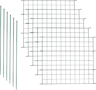 Produktbild von EINFEBEN Teichzaun Drahtzäune Gartenzaun 11tlg Set Zaun Teich mit 5 Zaunelemente und 6 Befestigungsst?ben, Metallzaun Grš¹n, Freigehege, Gartenzaun, Tiergehege (Gerade)