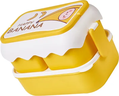 Imagen del producto de Fiambrera portátil y adorable para estudiantes, apta para microondas, con diseño de dibujos animados, ideal para niños. Contenedor de almuerzo con compartimentos independientes, color amarillo