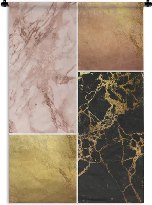 Produktbild von MuchoWow® Wandteppich Wandbehang Marmor - Collage - Gold 60x90 cm Tapisserie Dekoration Wandtuch - Foto-Teppich - Abwaschbar