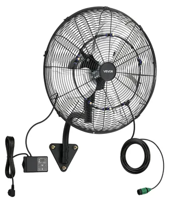 Image de Ventilateur mural industriel VEVOR 95 W, 56 cm, 7 m/s, ventilateur mural oscillant avec télécommande, fonction brumisation et minuterie 18 h, ventilateur industriel professionnel IP44 résistant à l'eau pour atelier, garage ou entrepôt, noir