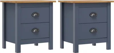 Produktbild von Stabli Möbel Nachttische Hill 2 Stk. Grau 46x35x49,5 cm Massivholz Kiefer - Nachttische & -schränke CC3903139 1parcel