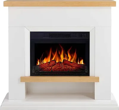 Produktbild von ArtiFlame Elektrokamin Shelford AF23S Elektrischer Standkamin mit Heizung 18kW realistischer 3D-Flammeneffekt LED-Beleuchtung Fernbedienung Timer Weiß
