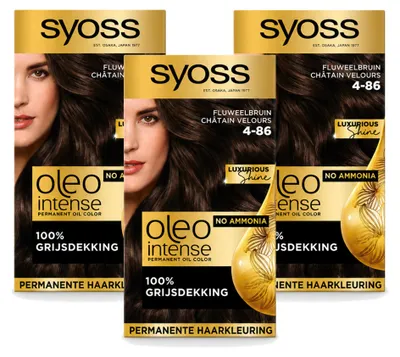 Image de 3 x Coloration permanente Syoss Oleo Intense 4-86 - Brun velours - Pack avantage - 3 pièces