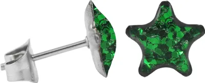 Produktbild von Ohrstecker Chirurgenstahl glitzernder Stern Farbe - Dunkelgrün