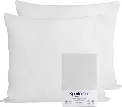 Produktbild von Komfortec 100% Baumwolle Kissenbezüge 2er Set 60x70 cm, Superweicher Premium Jersey Kopfkissenbezug 150 g/m², Kissenhülle, Weiß