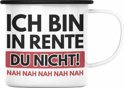 Produktbild von Trendation - Renter Emaille Tasse mit Spruch Ruhestand Geschenk Rente Mann Lustig Renteneintritt Abschiedsgeschenk Pension Sprüche (Schwarz)
