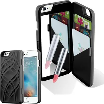 Produktbild von Cadorabo Hülle für Apple iPhone 6 PLUS / 6S PLUS in Schwarz Hard Case Handyhülle Schutzhülle mit Spiegel Kartenfächern