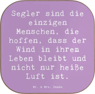 Produktbild von Mr. & Mrs. Panda Untersetzer für Gläser Spruch Segeln Lebenswind - Lavendeltraum - Geschenk, Sportler, Meer, Tischuntersetzer, Sportart, Coaster, Teamsport, Tischschoner